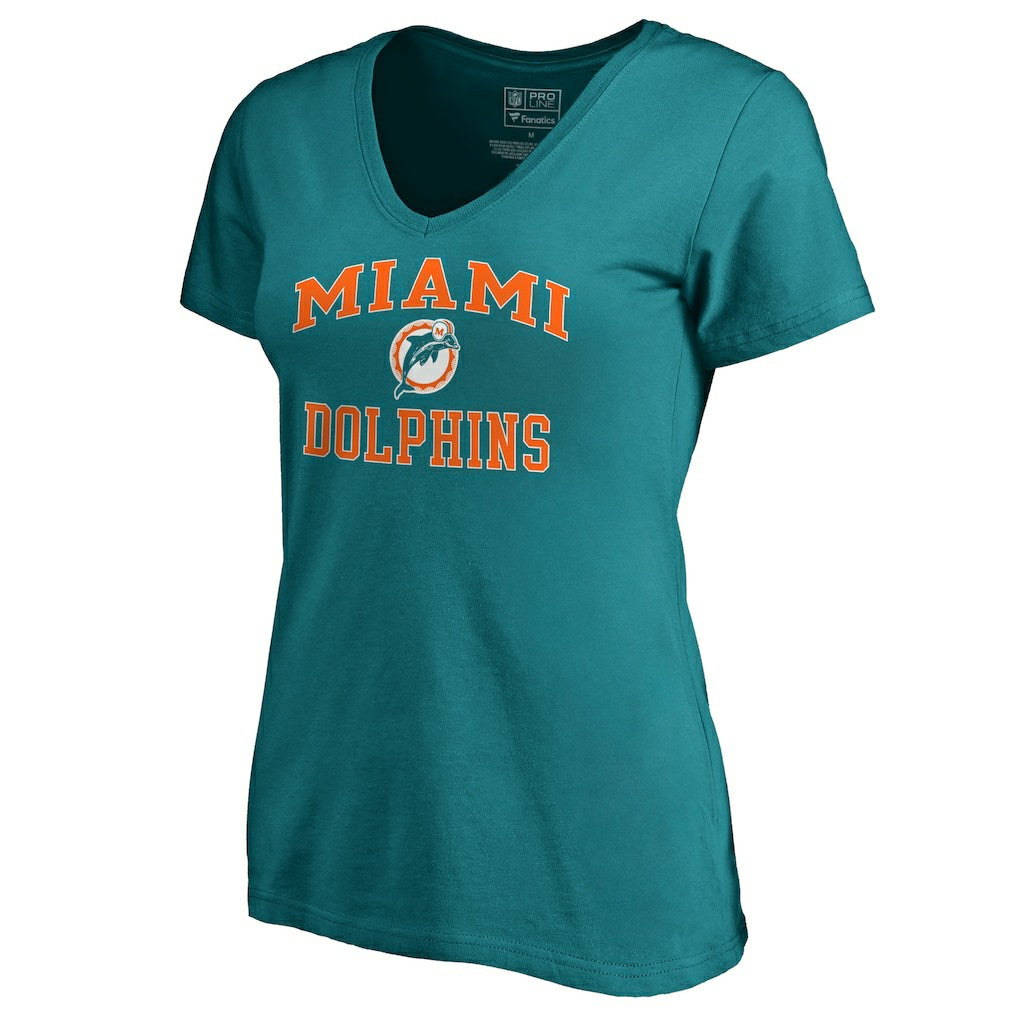 Miami Dolphins Women's Vintage Collection Victory Arch V-Neck T-Shirt - Aqua T-shirts