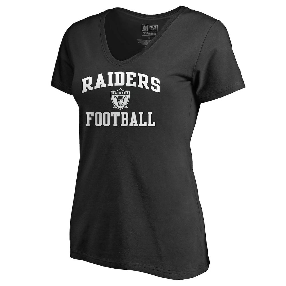Las Vegas Raiders Women's Vintage Collection Victory Arch V-Neck T-Shirt - Black T-shirts
