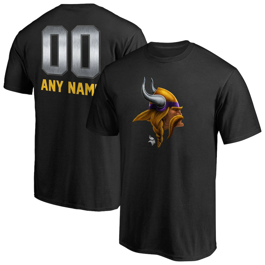 Minnesota Vikings Personalized Midnight Mascot T-Shirt - Black T-shirts