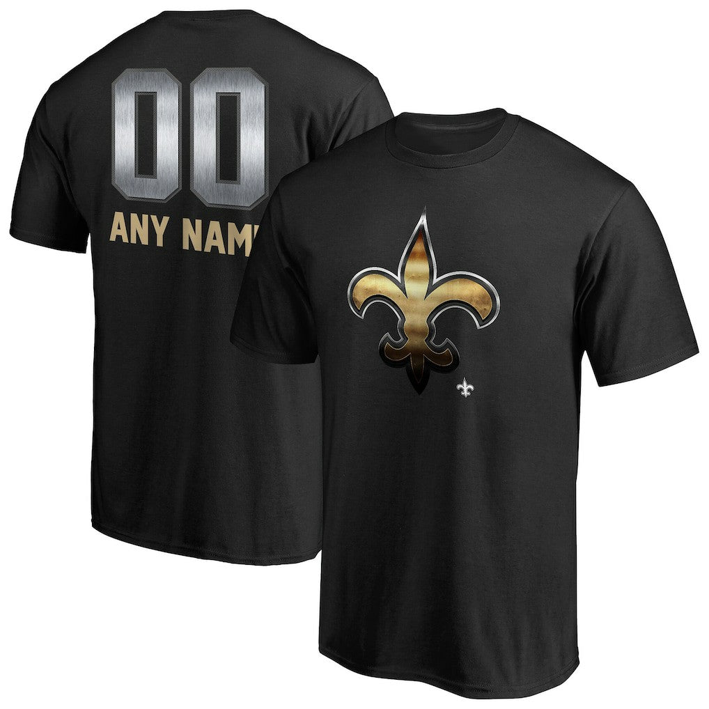New Orleans Saints Personalized Midnight Mascot T-Shirt - Black T-shirts