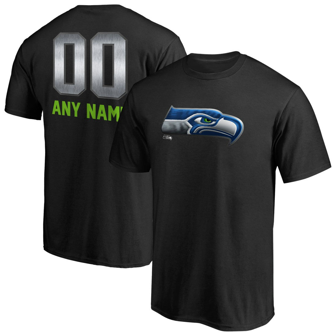 Seattle Seahawks Personalized Midnight Mascot T-Shirt - Black T-shirts