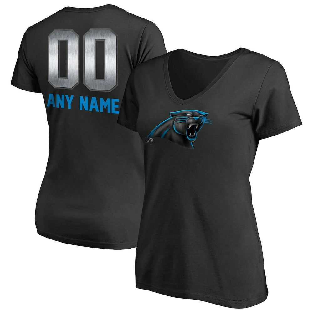 Carolina Panthers Women's Personalized Midnight Mascot T-Shirt - Black T-shirts