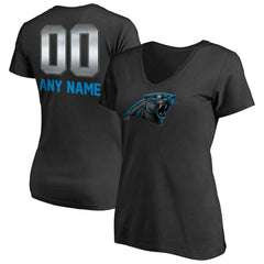 Carolina Panthers Women's Personalized Midnight Mascot T-Shirt - Black T-shirts