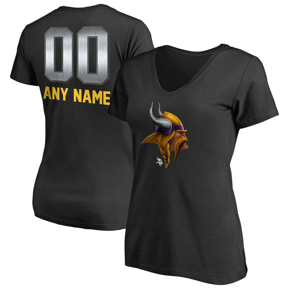 Minnesota Vikings Women's Personalized Midnight Mascot T-Shirt - Black T-shirts