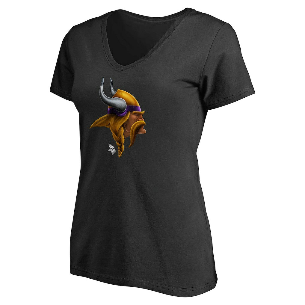 Minnesota Vikings Women's Personalized Midnight Mascot T-Shirt - Black T-shirts