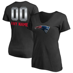 New England Patriots Women's Personalized Midnight Mascot T-Shirt - Black T-shirts