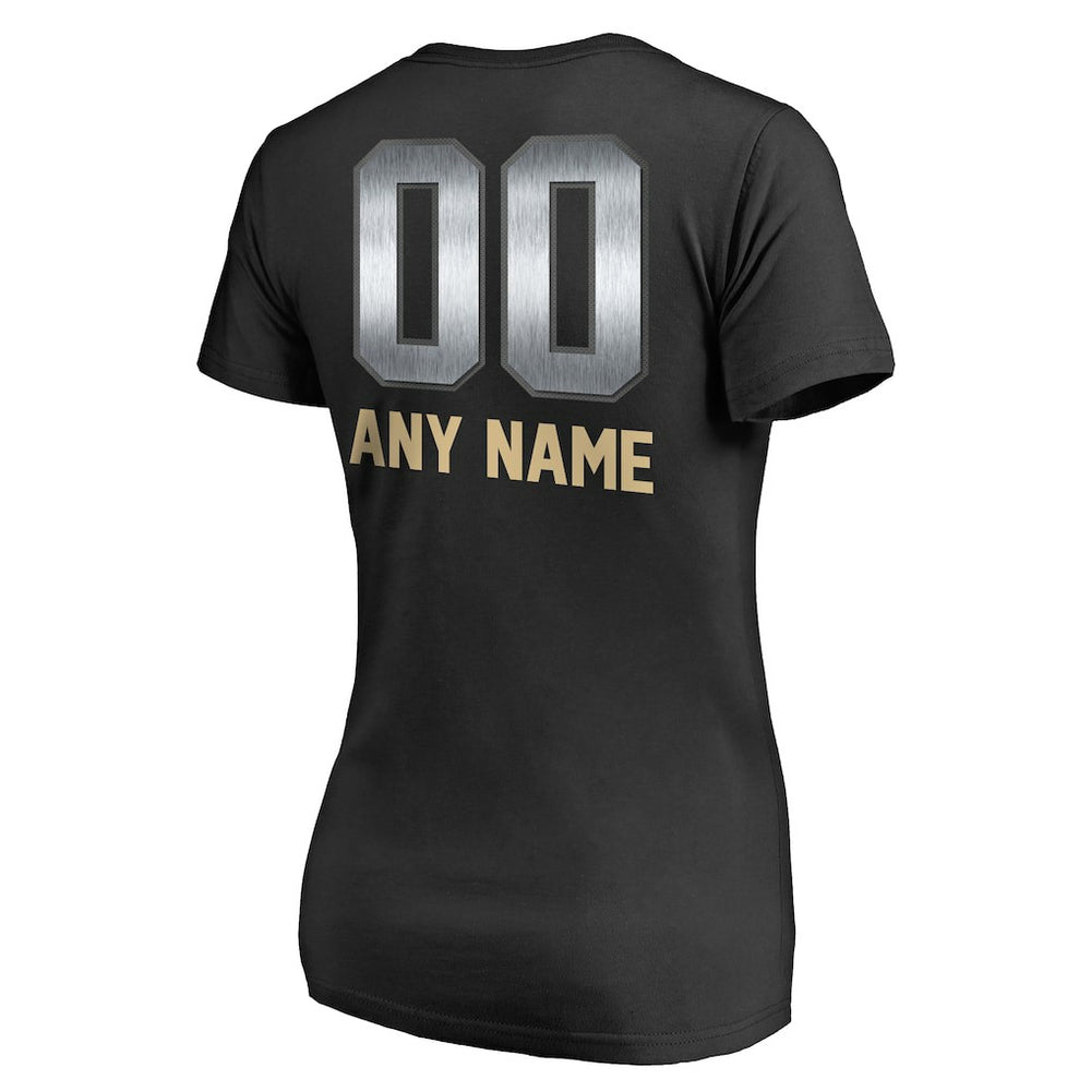 New Orleans Saints Women's Personalized Midnight Mascot T-Shirt - Black T-shirts