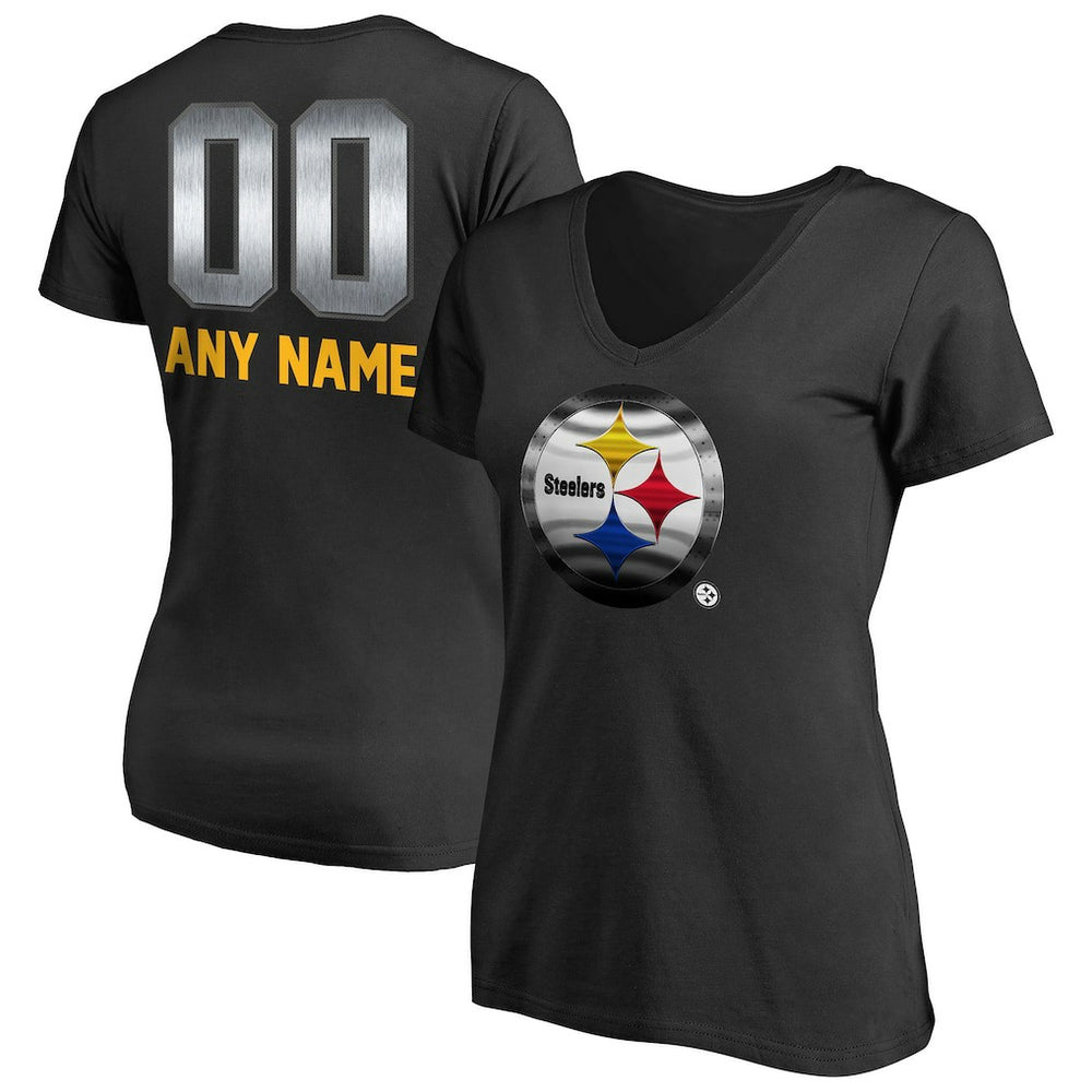 Pittsburgh Steelers Women's Personalized Midnight Mascot T-Shirt - Black T-shirts