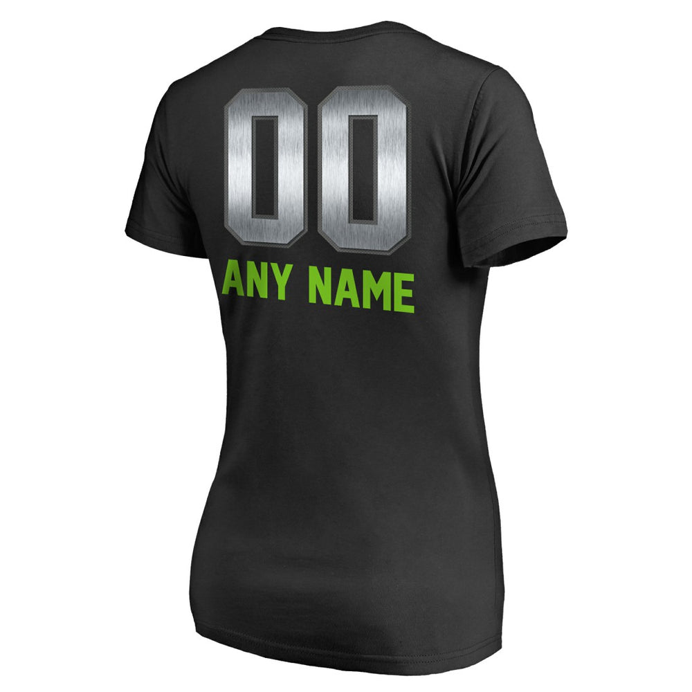 Seattle Seahawks Women's Personalized Midnight Mascot T-Shirt - Black T-shirts