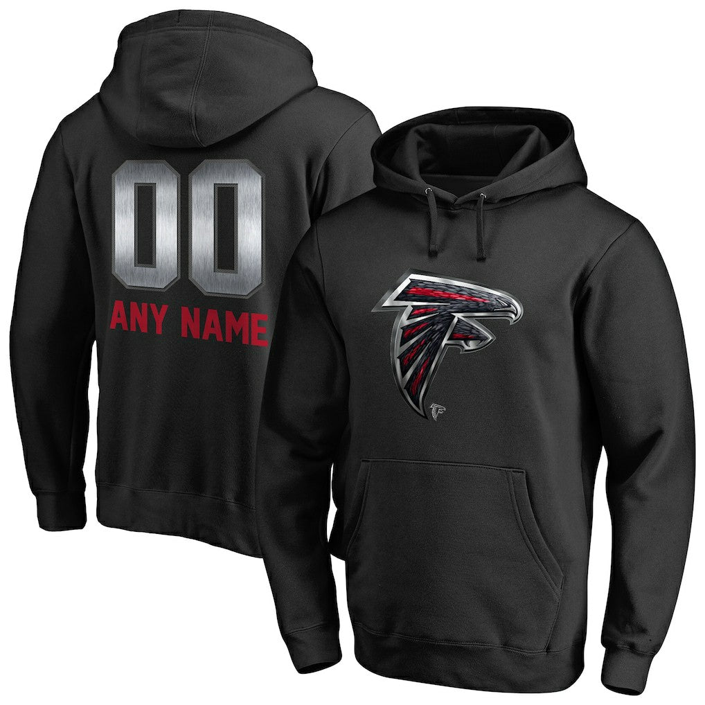 Atlanta Falcons Personalized Midnight Mascot Pullover Hoodie - Black Hoodies