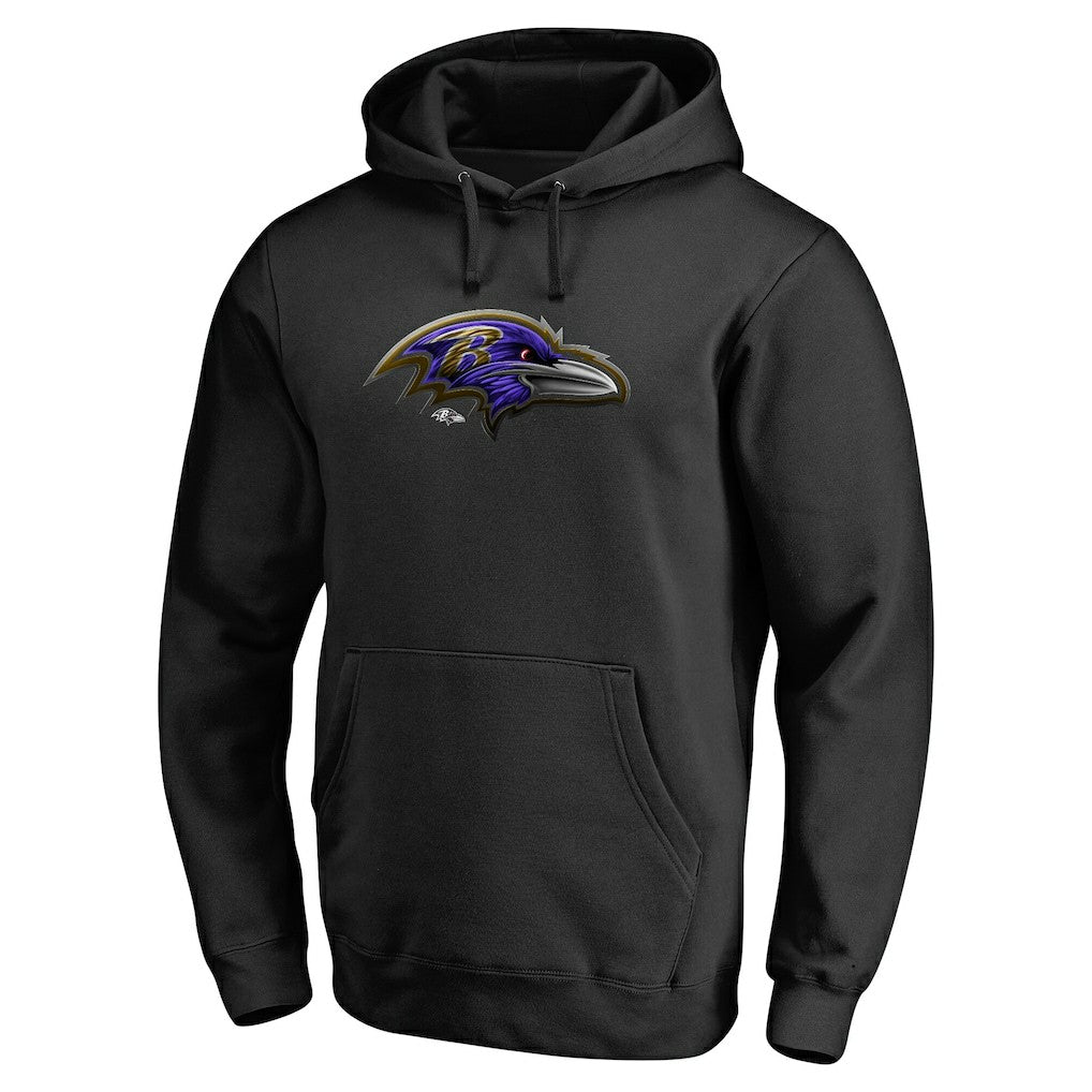 Baltimore Ravens Personalized Midnight Mascot Pullover Hoodie - Black Hoodies