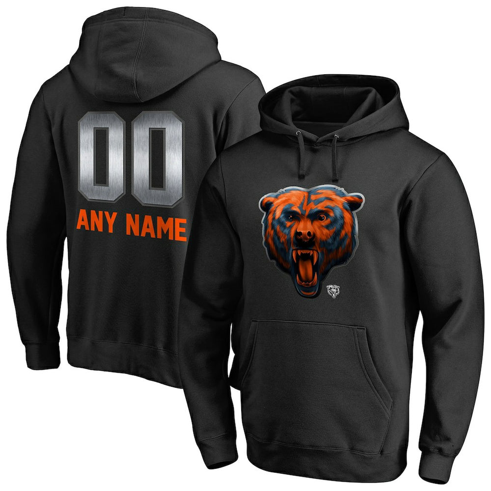 Chicago Bears Personalized Midnight Mascot Pullover Hoodie - Black Hoodies