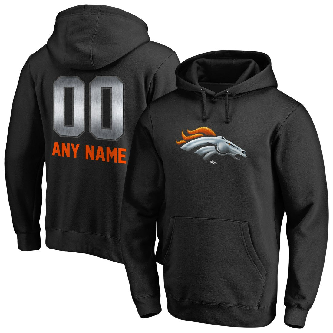 Denver Broncos Personalized Midnight Mascot Pullover Hoodie - Black Hoodies