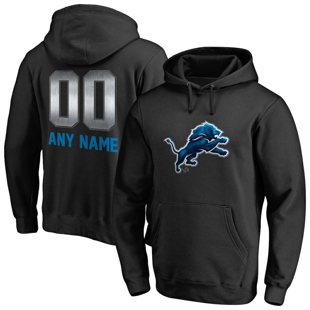 Detroit Lions Personalized Midnight Mascot Pullover Hoodie - Black Hoodies