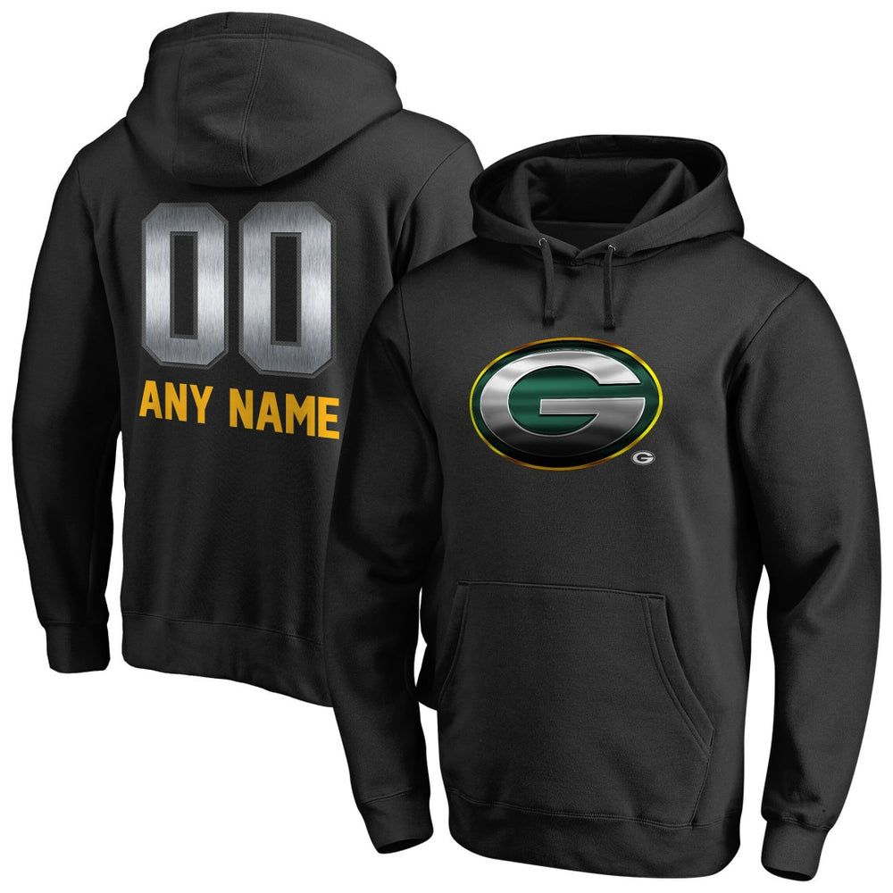 Green Bay Packers Personalized Midnight Mascot Pullover Hoodie - Black Hoodies