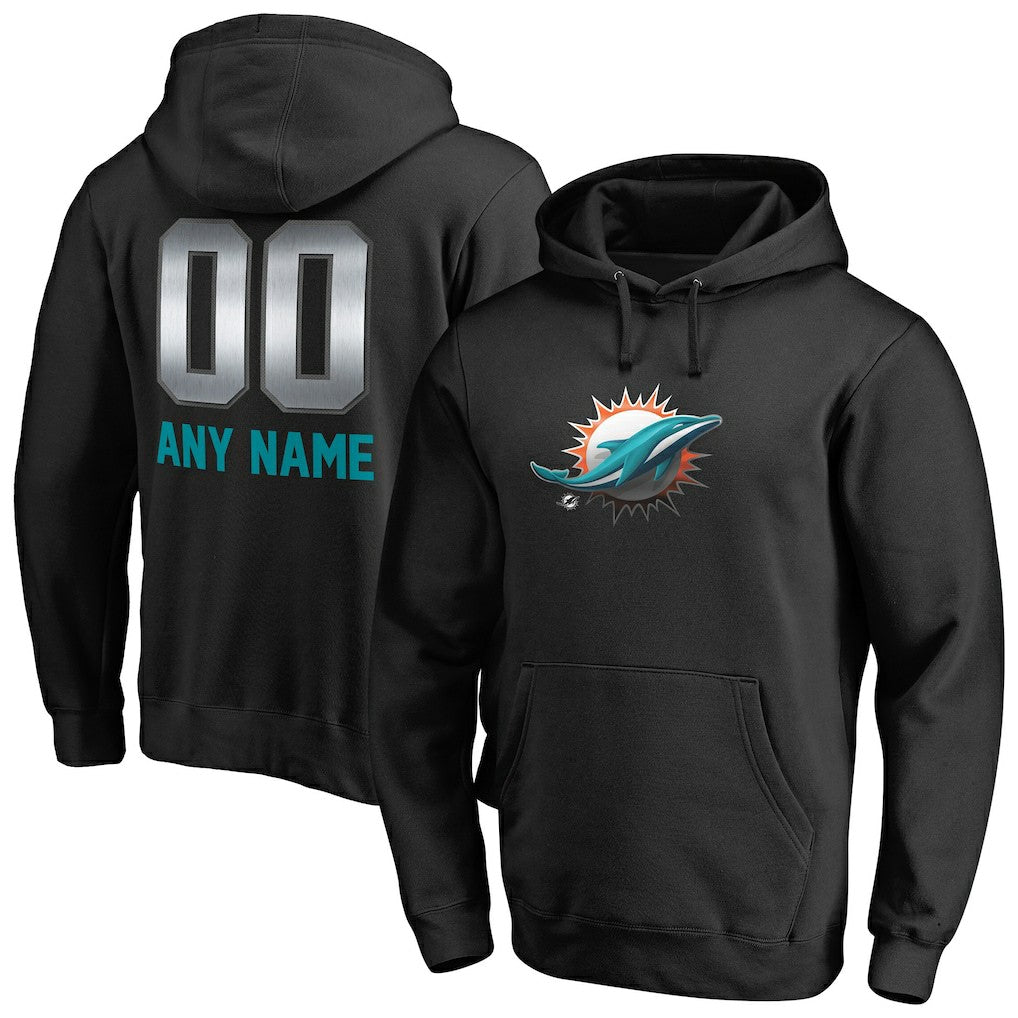 Miami Dolphins Personalized Midnight Mascot Pullover Hoodie - Black Hoodies