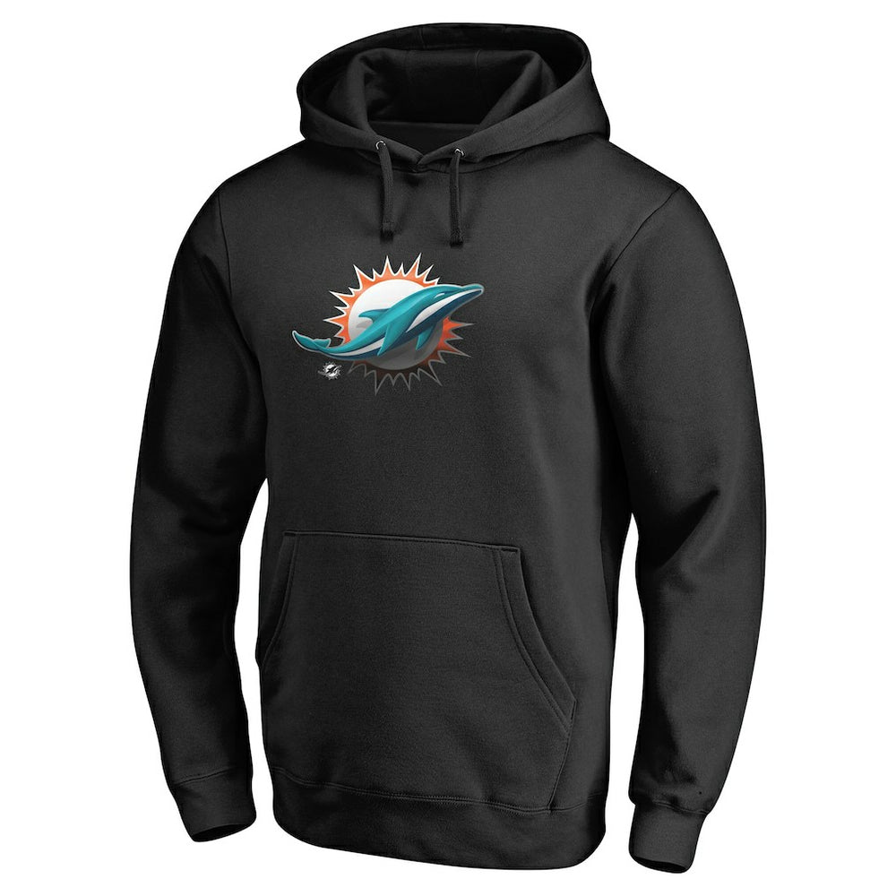 Miami Dolphins Personalized Midnight Mascot Pullover Hoodie - Black Hoodies
