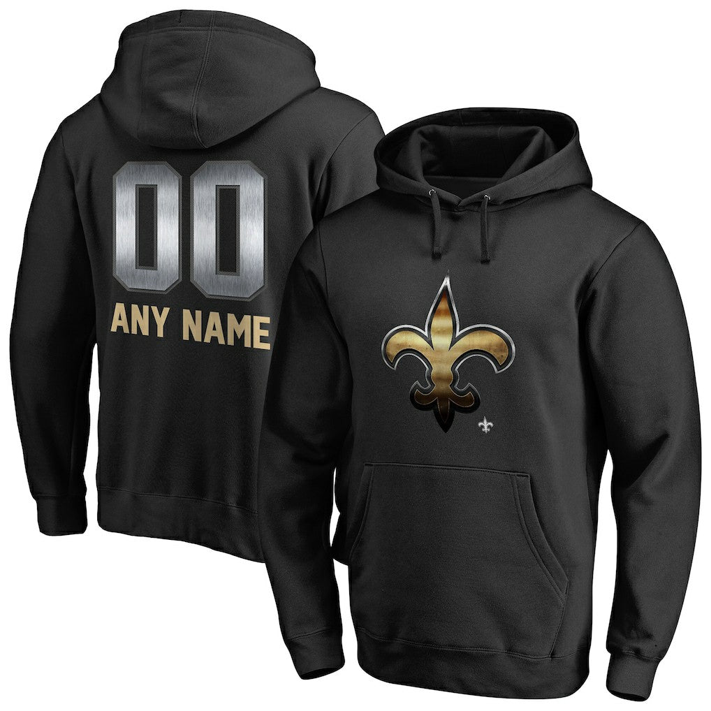 New Orleans Saints Personalized Midnight Mascot Pullover Hoodie - Black Hoodies