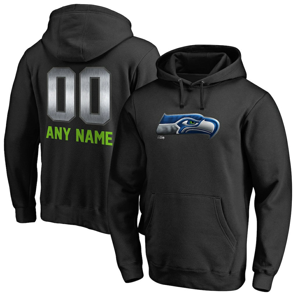 Seattle Seahawks Personalized Midnight Mascot Pullover Hoodie - Black Hoodies
