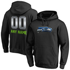 Seattle Seahawks Personalized Midnight Mascot Pullover Hoodie - Black Hoodies