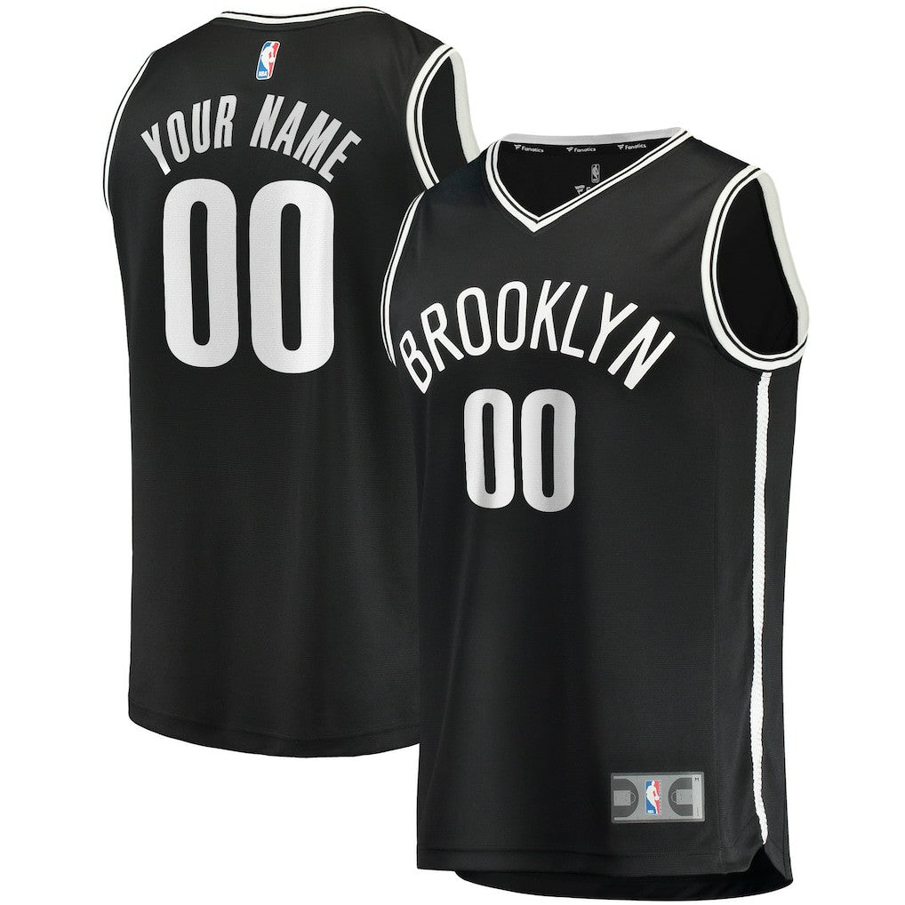 Brooklyn Nets Youth Fast Break Custom Replica Jersey Black Icon Edition - Fanatics