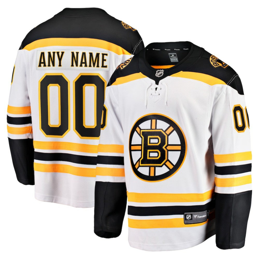 Boston Bruins Fanatics Away Breakaway Custom Jersey - White | US 2918564
