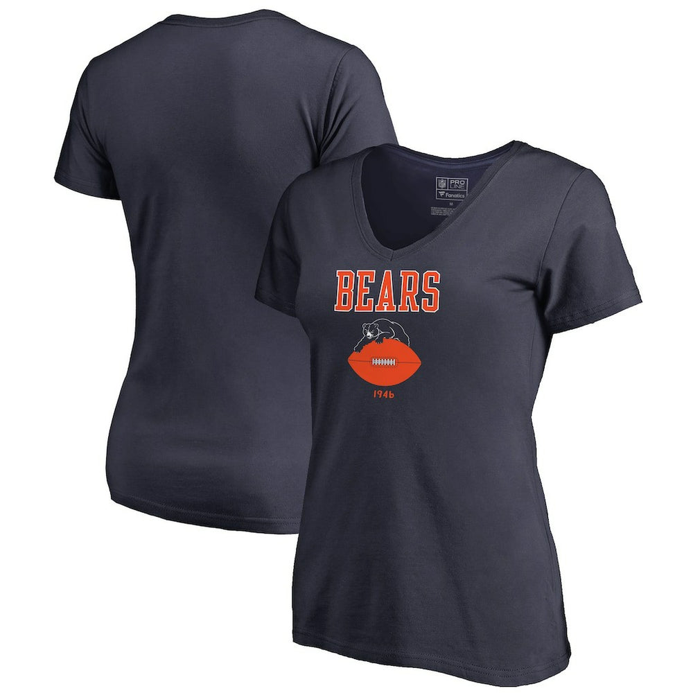 Chicago Bears Women's Vintage Team Lockup V-Neck T-Shirt - Navy T-shirts