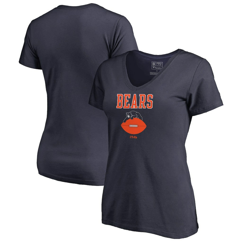 Chicago Bears Women's Vintage Team Lockup V-Neck T-Shirt - Navy T-shirts