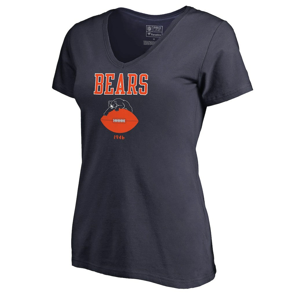 Chicago Bears Women's Vintage Team Lockup V-Neck T-Shirt - Navy T-shirts