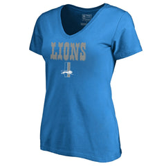 Detroit Lions Women's Vintage Team Lockup V-Neck T-Shirt - Blue T-shirts