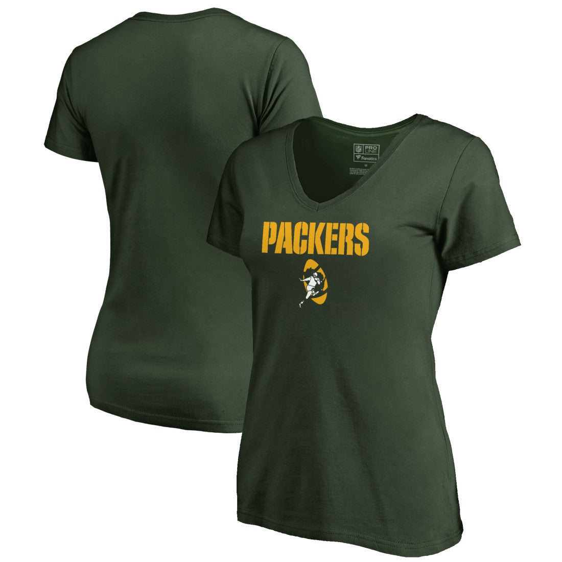 Green Bay Packers Women's Vintage Team Lockup V-Neck T-Shirt - Green T-shirts
