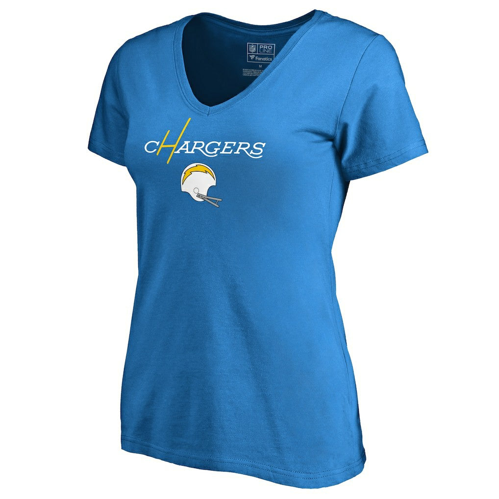 Los Angeles Chargers Women's Vintage Team Lockup V-Neck T-Shirt - Blue T-shirts
