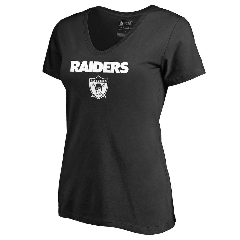 Las Vegas Raiders Women's Vintage Team Lockup V-Neck T-Shirt - Black T-shirts