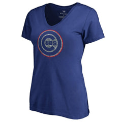 Chicago Cubs Women's Static Logo V-Neck T-Shirt - Royal T-shirts