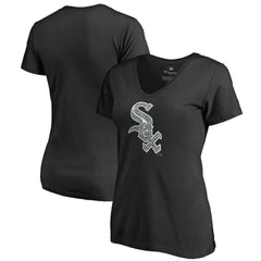 Chicago White Sox Women's Static Logo V-Neck T-Shirt - Black T-shirts