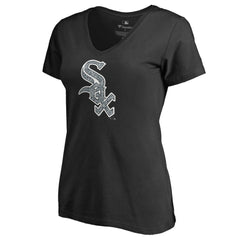 Chicago White Sox Women's Static Logo V-Neck T-Shirt - Black T-shirts
