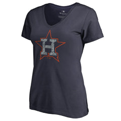 Houston Astros Women's Static Logo V-Neck T-Shirt - Navy T-shirts