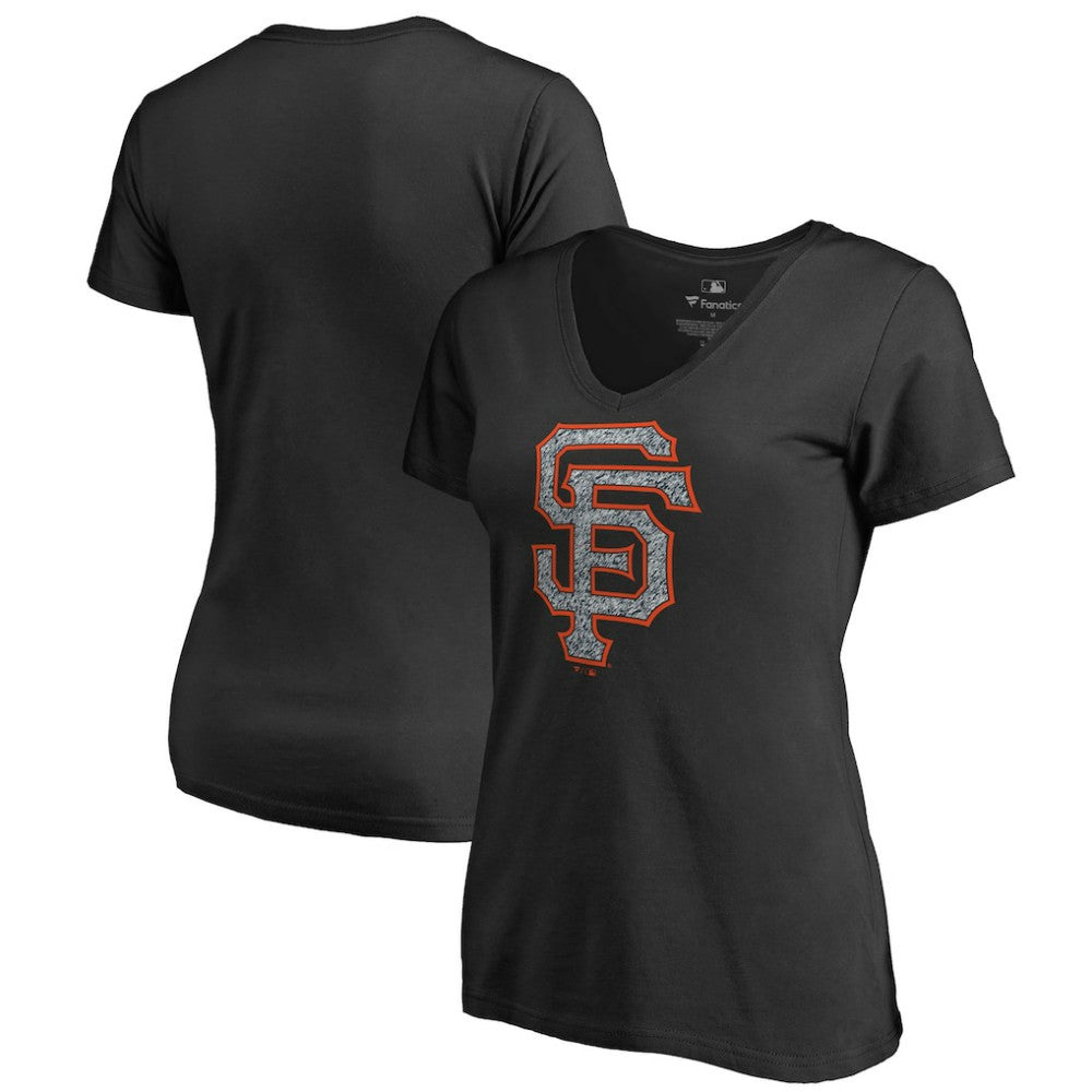 San Francisco Giants Women's Static Logo V-Neck T-Shirt - Black T-shirts
