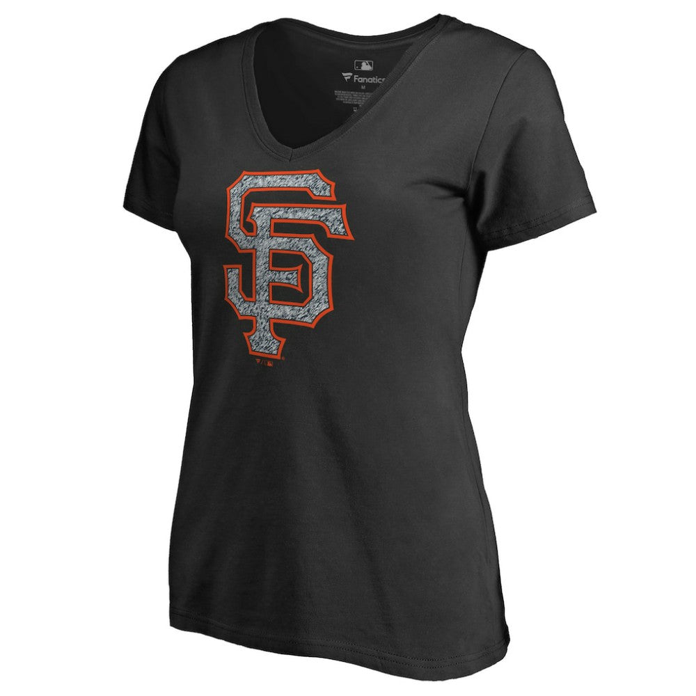 San Francisco Giants Women's Static Logo V-Neck T-Shirt - Black T-shirts