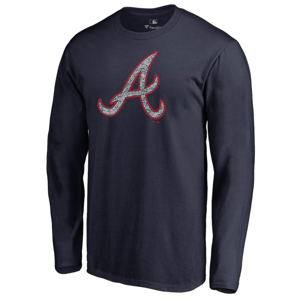 Atlanta Braves Static Logo Long Sleeve T-Shirt - Navy T-shirts