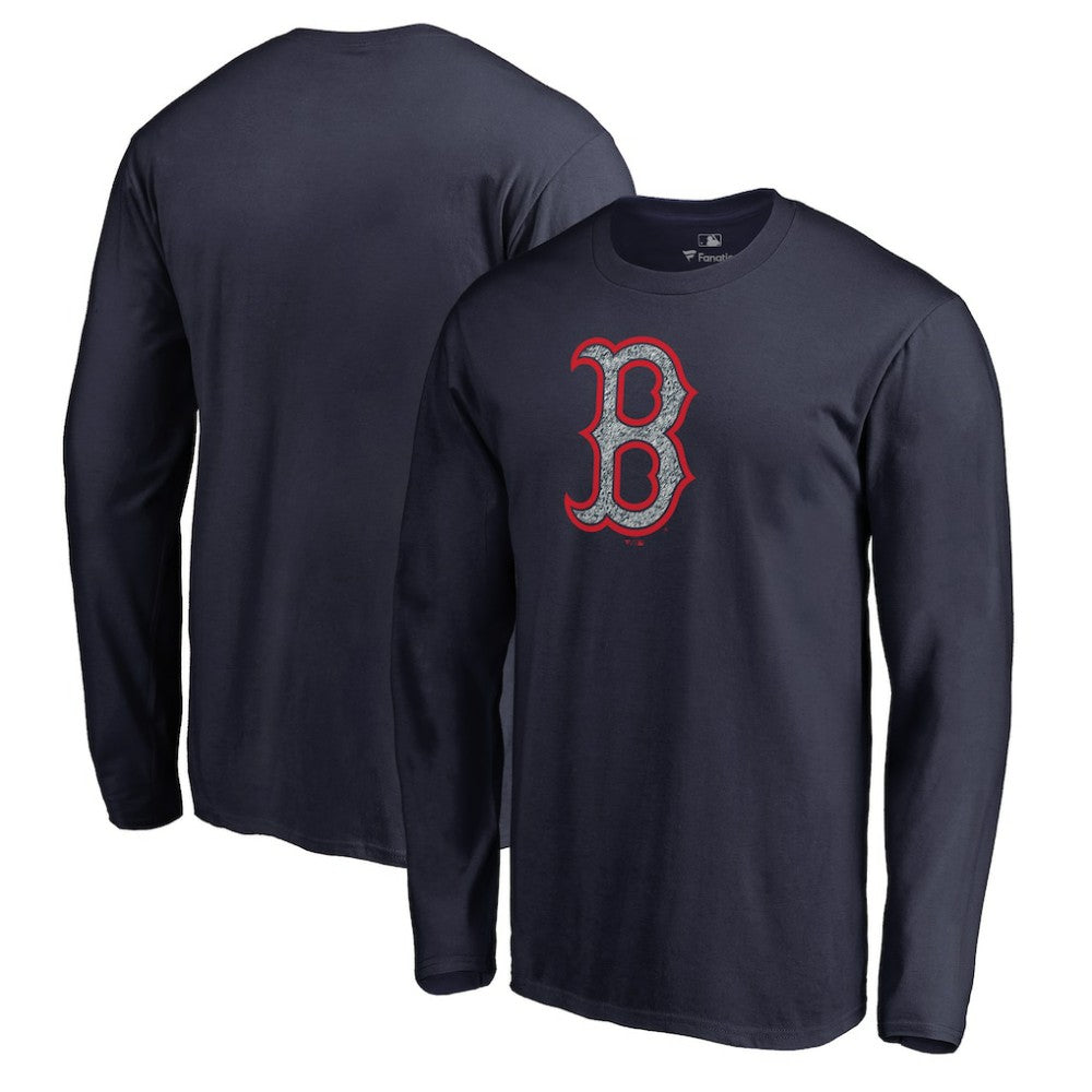 Boston Red Sox Static Logo Long Sleeve T-Shirt - Navy T-shirts
