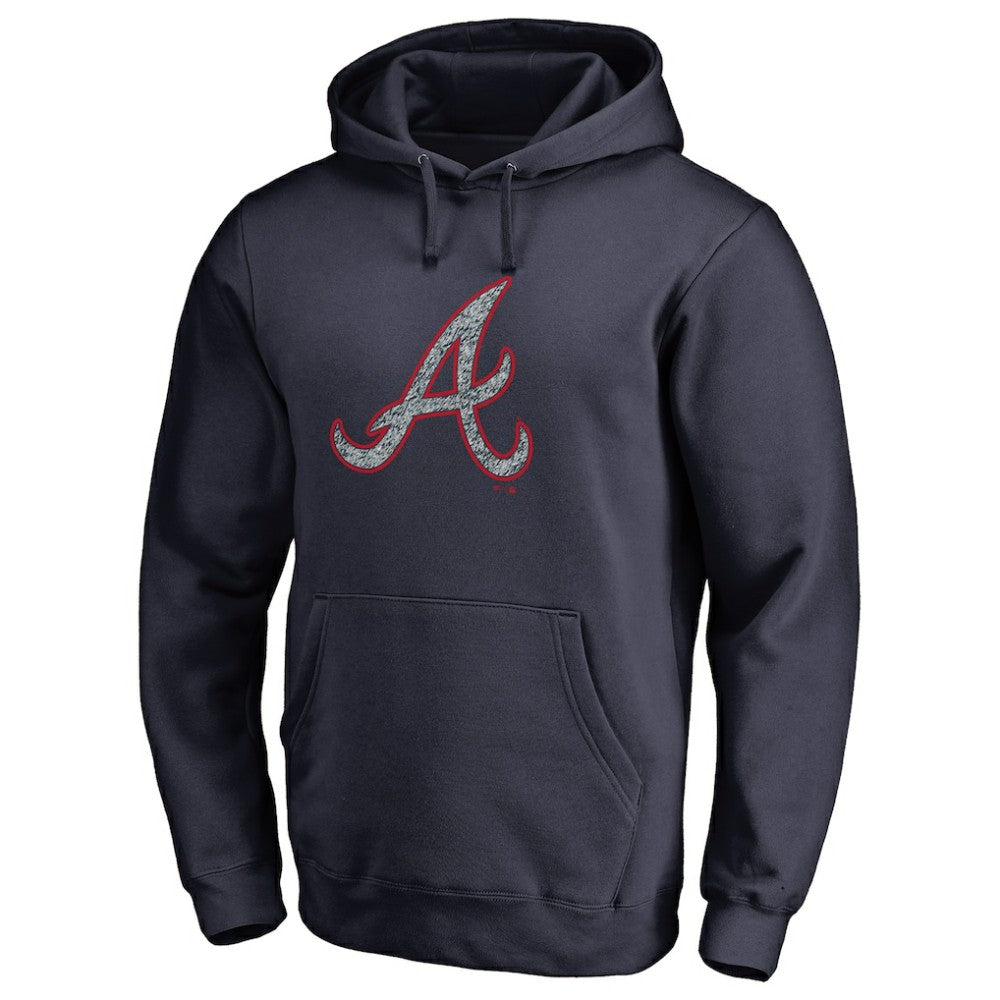 Atlanta Braves Static Logo Pullover Hoodie - Navy Hoodies