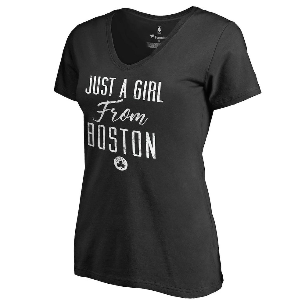 Boston Celtics Women's Just a Girl V-Neck T-Shirt Black