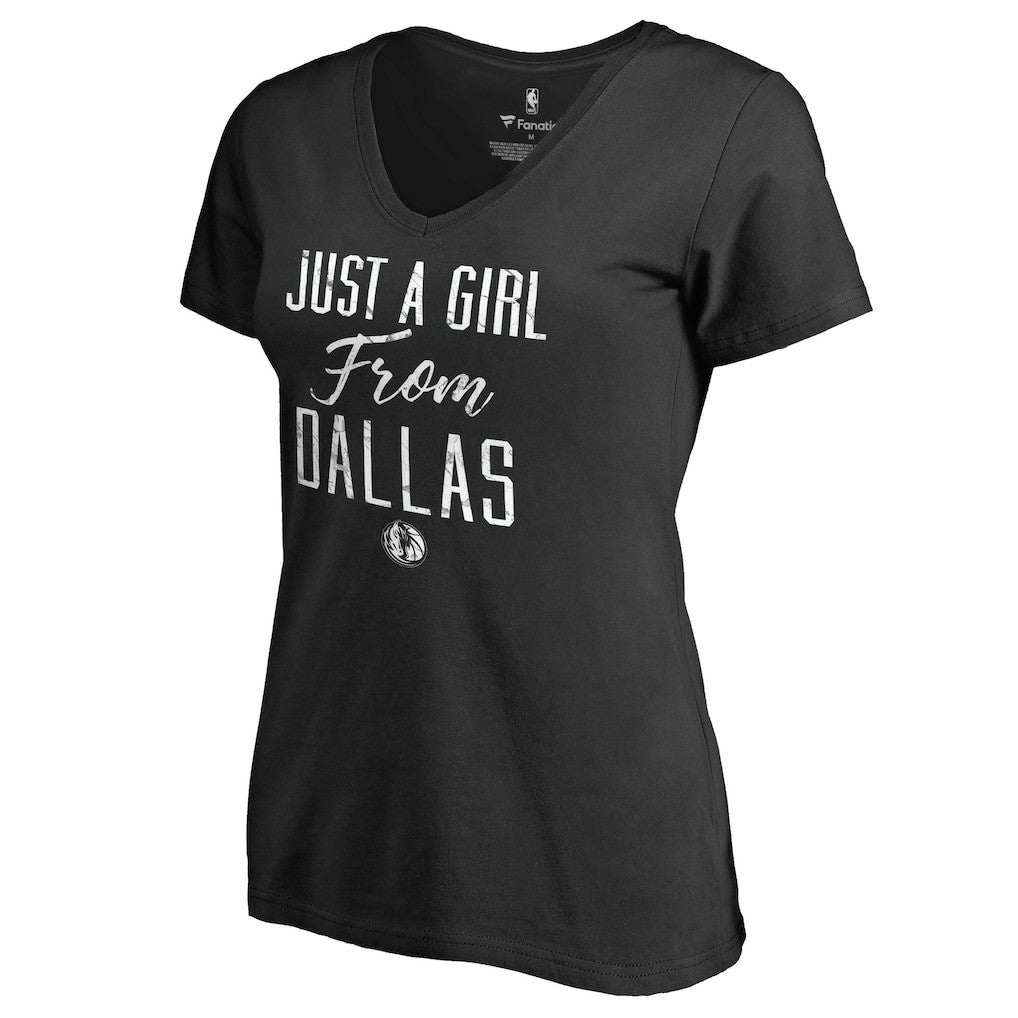 Dallas Mavericks Women's Just a Girl V-Neck T-Shirt Black outlet