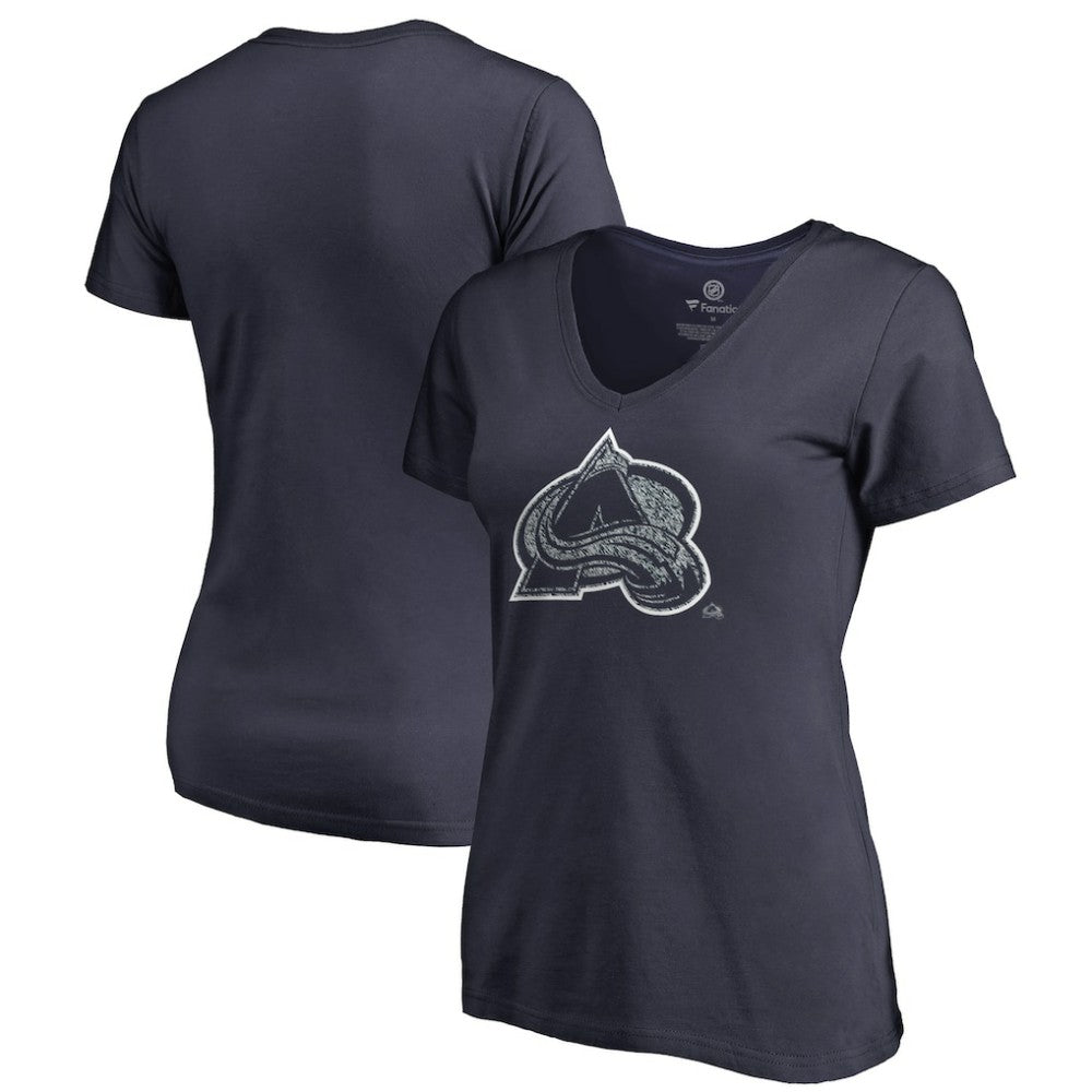 Colorado Avalanche Women's Static Logo V-Neck T-Shirt - Navy | US 2926732