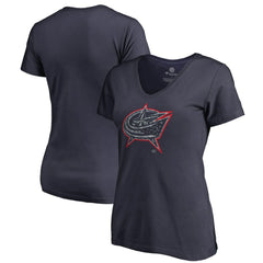Columbus Blue Jackets Women's Static Logo V-Neck T-Shirt - Navy | US 2926733