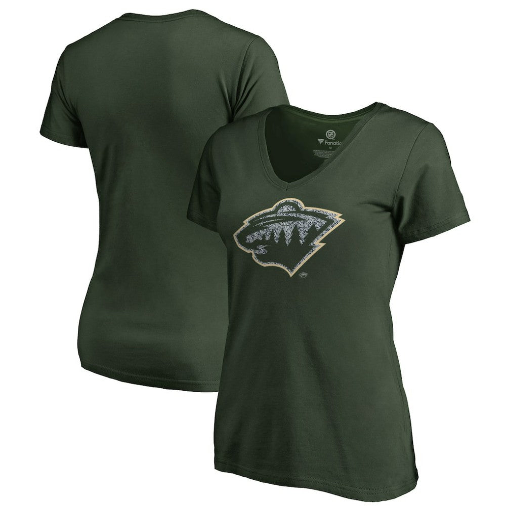 Minnesota Wild Women's Static Logo V-Neck T-Shirt - Green | US 2926739