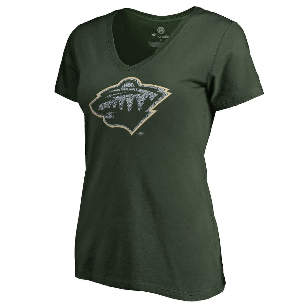 Minnesota Wild Women's Static Logo V-Neck T-Shirt - Green | US 2926739