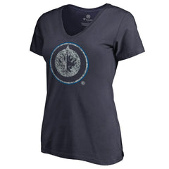 Winnipeg Jets Women's Static Logo V-Neck T-Shirt - Navy | US 2926757