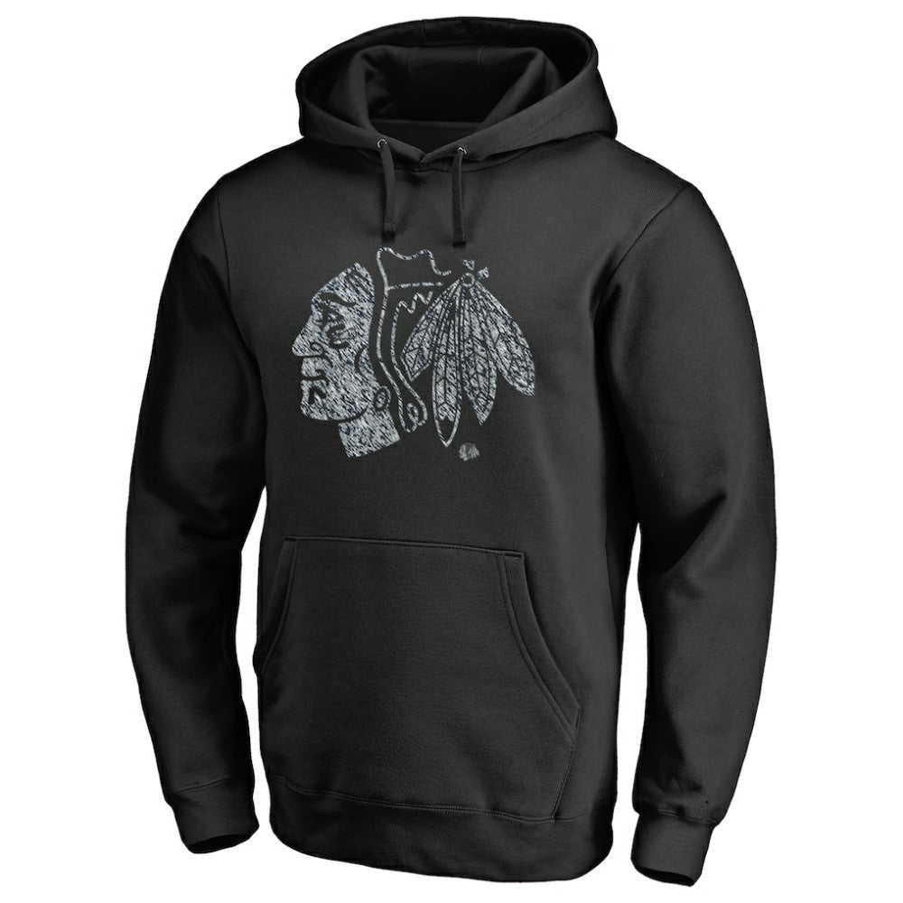 Chicago Blackhawks Static Logo Pullover Hoodie - Black | US 2926893